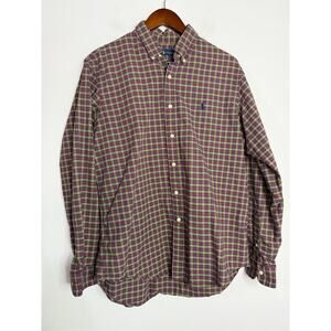 Ralph Lauren Men’s large plaid long sleeve button down maroon, green